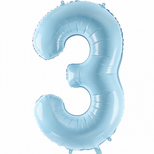 Balão Número 3 Azul Claro